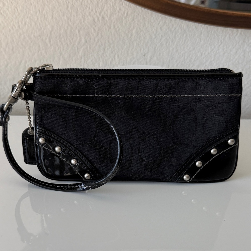 Coach Black Sparkle Signature Wristlet/Clutch Bag